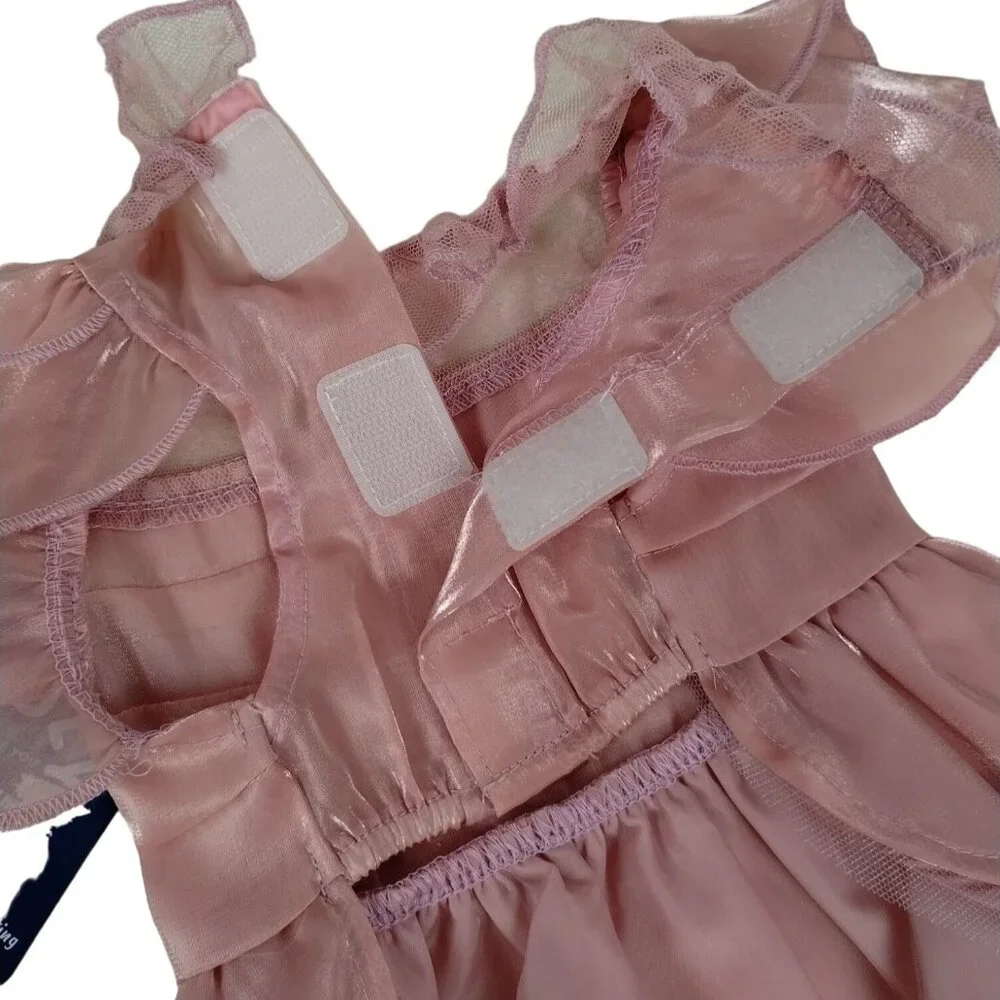 Youly Charmer Pink Ruffle Princess Dress with Lace Detail for Dogs XS 11 Inch